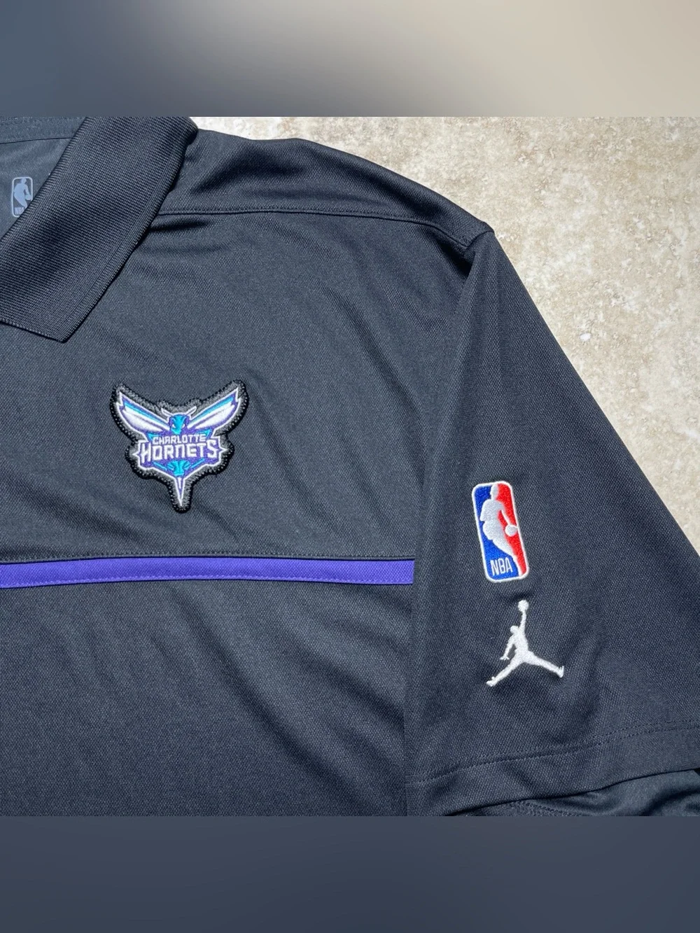 Jordan Charlotte Hornets NBA Dri-FIT Black Polo Shirt CN5893-011 Men's XL NWT